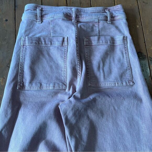 Zara Womens Y2K Wide Leg Jeans Pastel Pink High rise Flare Boho Raw Hem - Picture 8 of 9